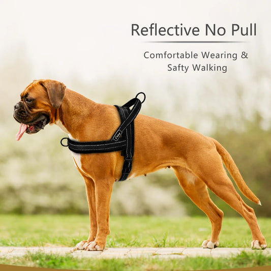 No Pull Dog Harness Nylon Large Dog Harness Reflective Pet Vest Padded Strap Harnesses For Small Medium Dogs Pitbull Buldog