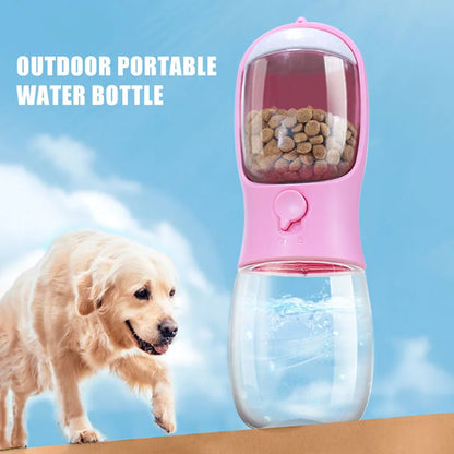 2 in 1 300ml Portable Food Grade Material Dog Cat Travel Pet Water Cup Bottle with Food Dispenser