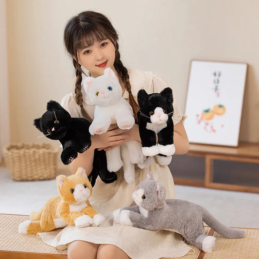 47CM Cute Simulated Cat Doll Plush Toy Stuffed Soft Animal Plush white Gray Kitten Pillow Kids Girls Birthday Gift Pet Toys Deco