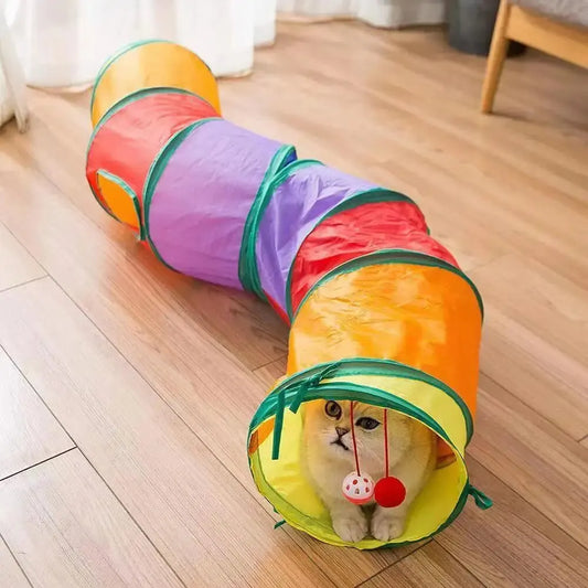 Collapsible Cat Playing Tunnel Pets Toys Connectable Cat Tunnel Cat Tube Toys Foldable Drill Hole Kitten Colorful Pet Toys