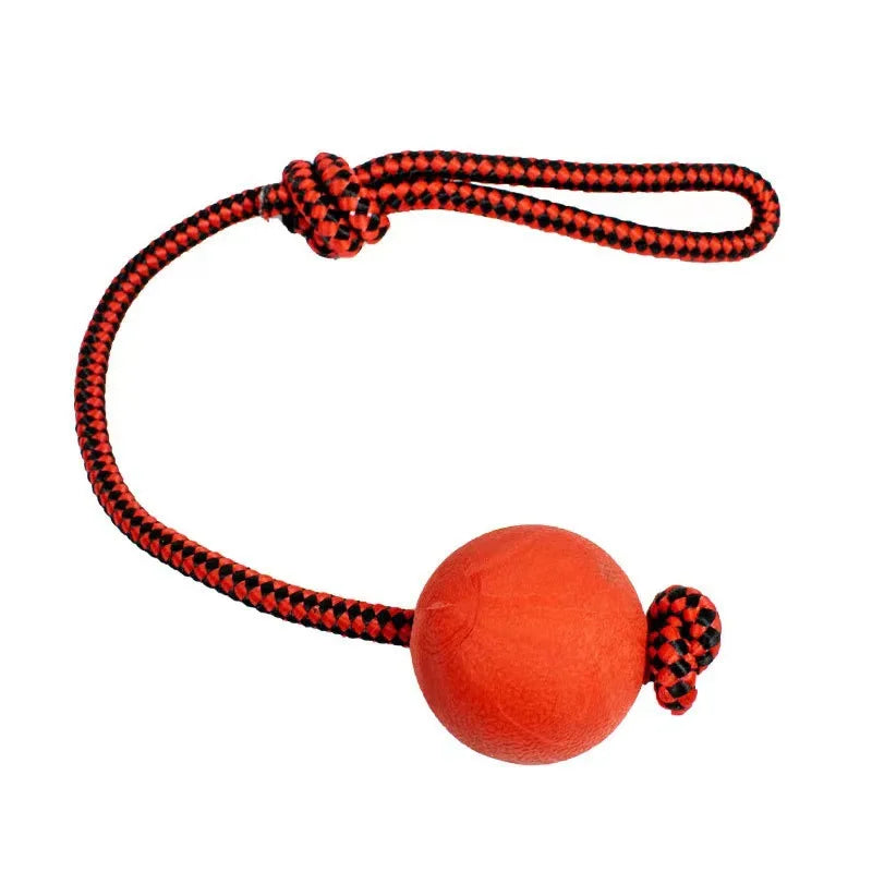 Indestructible Dog Ball Pet Training Dog Toy Puppy Tug Balls Toys Pet Chew Toys Solid Rubber Balls with Rope Pet Toy