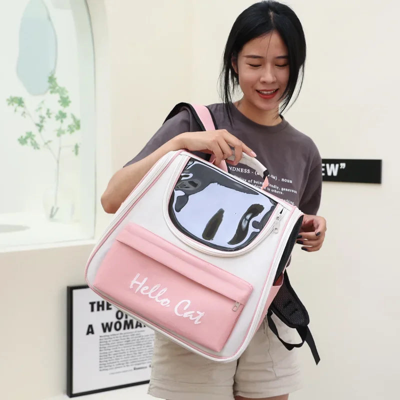 0-7.5kg Cat Outdoor Carrier Bag Breathable Portable Cat Backpack Travel Transparent Bag For Cats Dogs Carrying Pet Supplies
