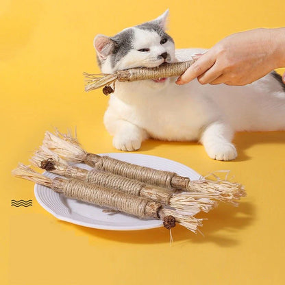 1 Pc Cat Toys Silvervine Chew Stick Polygonum Kitty Raffia Grass Pet Supplies Cleaning Teeth Stick Pet Bite Cat Toy Hemp Rope