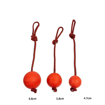 Indestructible Dog Ball Pet Training Dog Toy Puppy Tug Balls Toys Pet Chew Toys Solid Rubber Balls with Rope Pet Toy
