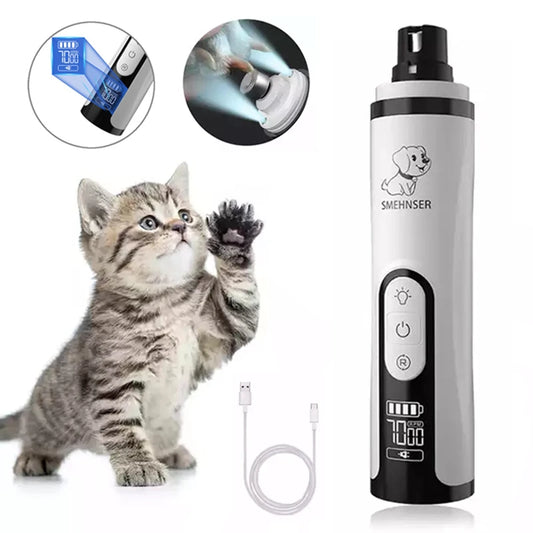 Electric Pet Nail Grinder with LED Light Cat Dogs Nail Clippers USB Rechargeable Paws Nail Cutter Pet Grooming Trimmer Supplies