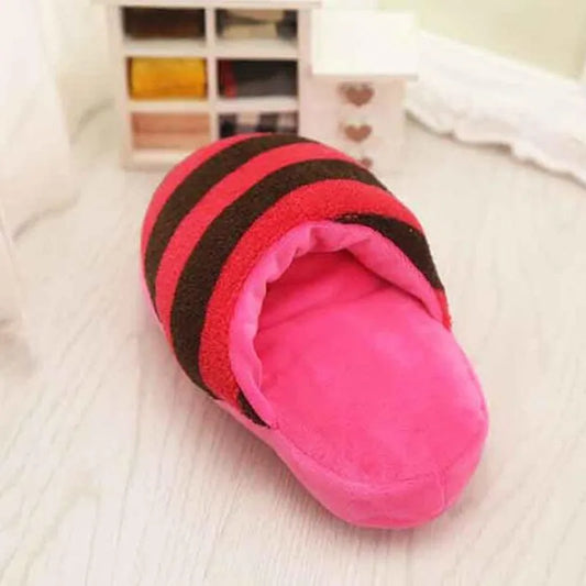 Pet Toys Slipper Sound Chew Play Toys For Dog Cats Squeaking Sound Plush Fleece Shaped Puppy Dog Funny Dog Products