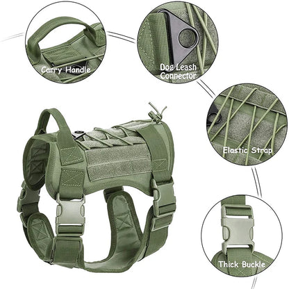 Tactical Dog Harness Military Training K9 Padded Quick Release Vest Pet Training Dog Harness For Set Small Medium Large Dogs