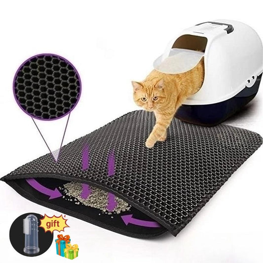 Non-slip Cat Litter Mat With Gift Waterproof Double Layer Pet Litter Box Mat Sand Cat Pad Bed Mat Clean Pad Cat Accessories