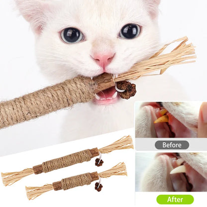 1 Pc Cat Toys Silvervine Chew Stick Polygonum Kitty Raffia Grass Pet Supplies Cleaning Teeth Stick Pet Bite Cat Toy Hemp Rope