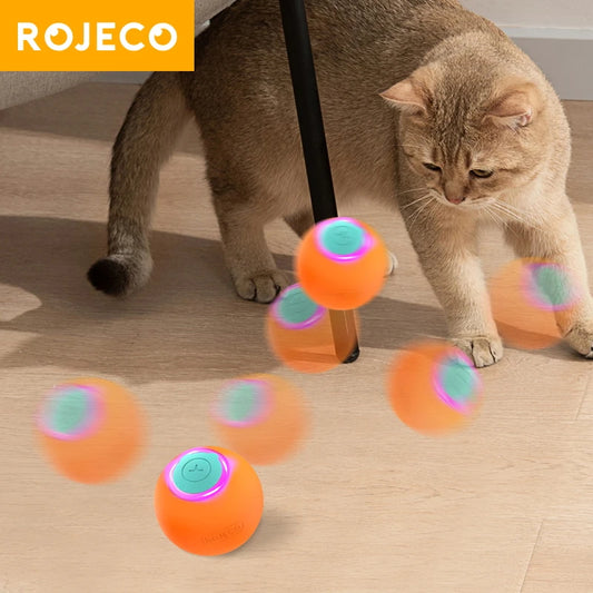 ROJECO Smart Pet Toys Cat Bouncing Ball Automatic Rolling Ball Interactive Training Self-moving Electric Toys Pet Accessories
